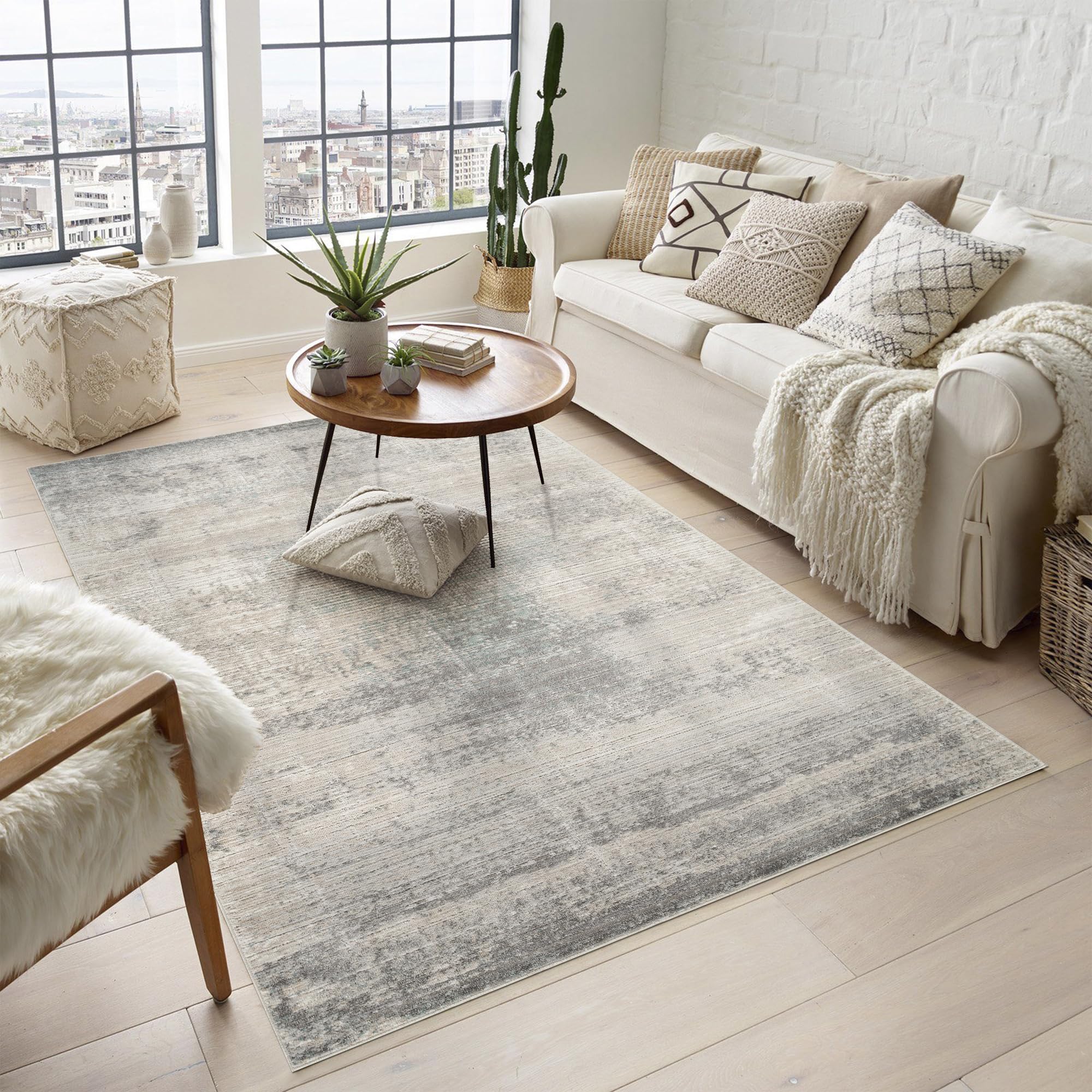 Desire Rugs Maia Abstract Non Slip Rug - Grey Mist - 200 x 300cm