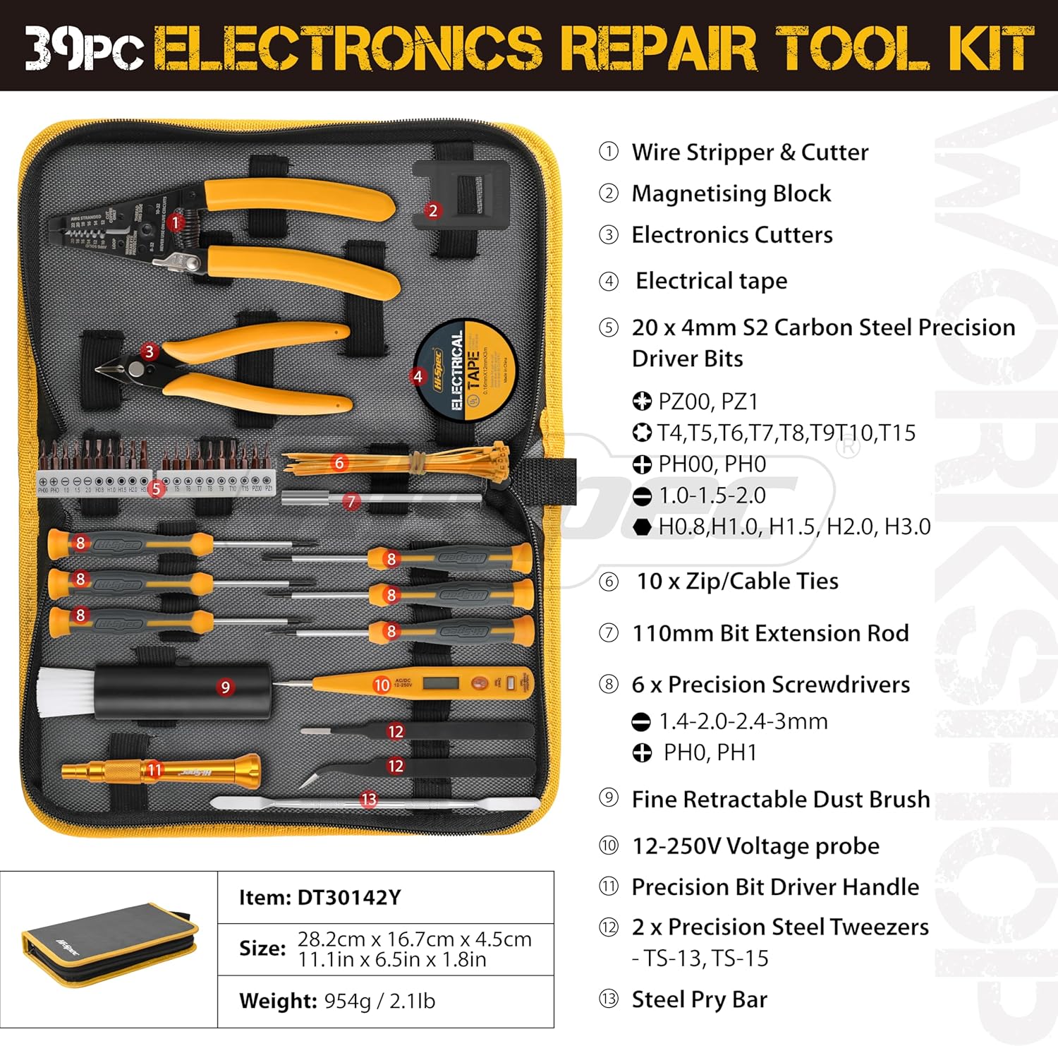 Hi-Spec 39pc Electronics Repair & Opening Tool Kit Set for Laptops, Phones, Devices, Computer & Gaming Accessories. Precision Small Screwdrivers with Pentalobe Bits for iPhones & MacBooks 39pcs image 2 of 7 B08HRXXHN4