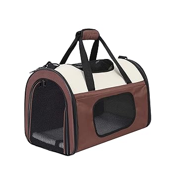 EAARTCHI Soft-Sided Carrier for Small and Medium Cat, Dog, Puppies, Airline Approved Cat Carrier Puppy Carrier for Car, Outdoor, Travel, Brown