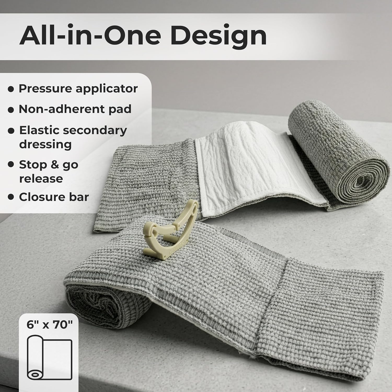 EverOne 6" Israeli Emergency High Strength Compression Bandage, Trauma Wound Dressing, Hemostatic Control Bandage, 2 Pack