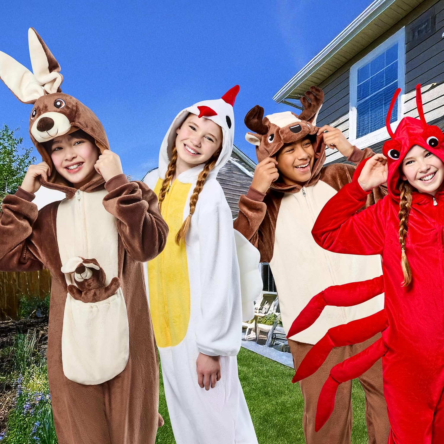 Rubies Reindeer Comfywear Hooded Jumpsuit for Kids - Image 6