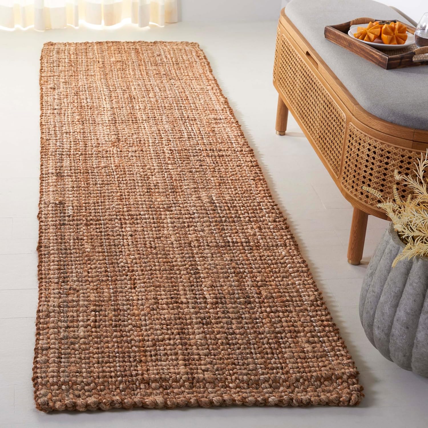 SAFAVIEH Natural Fiber Collection Runner Rug - 2'3" x 8', Tan, Geometric Design, Ideal for High Traffic Areas in Entryway, Kitchen & Bathroom (NF676A-28)