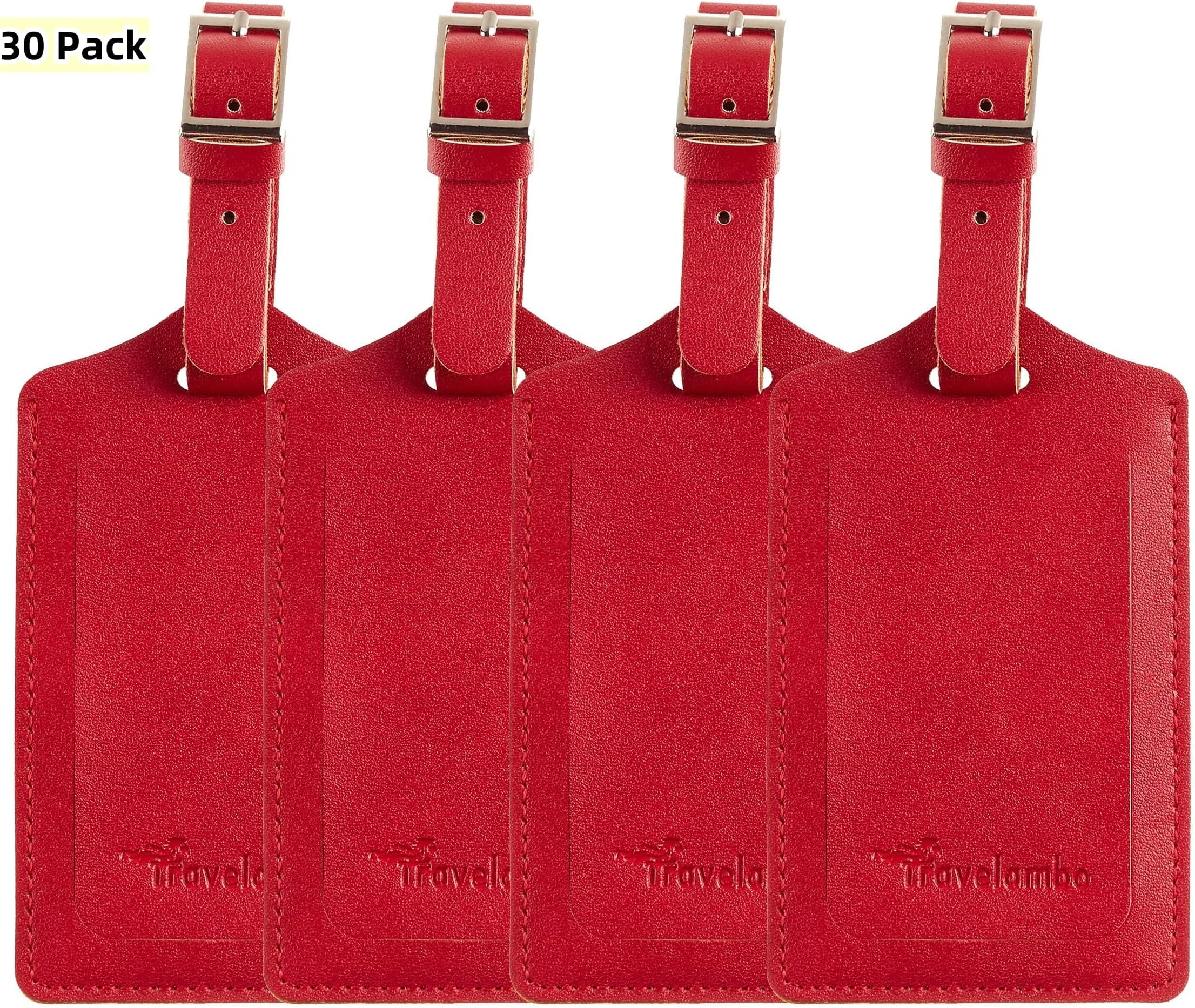 Travelambo Luggage Tags for Suitcases PU Leather Travel Tags Bag Tags Privacy Protection Travel Essentials