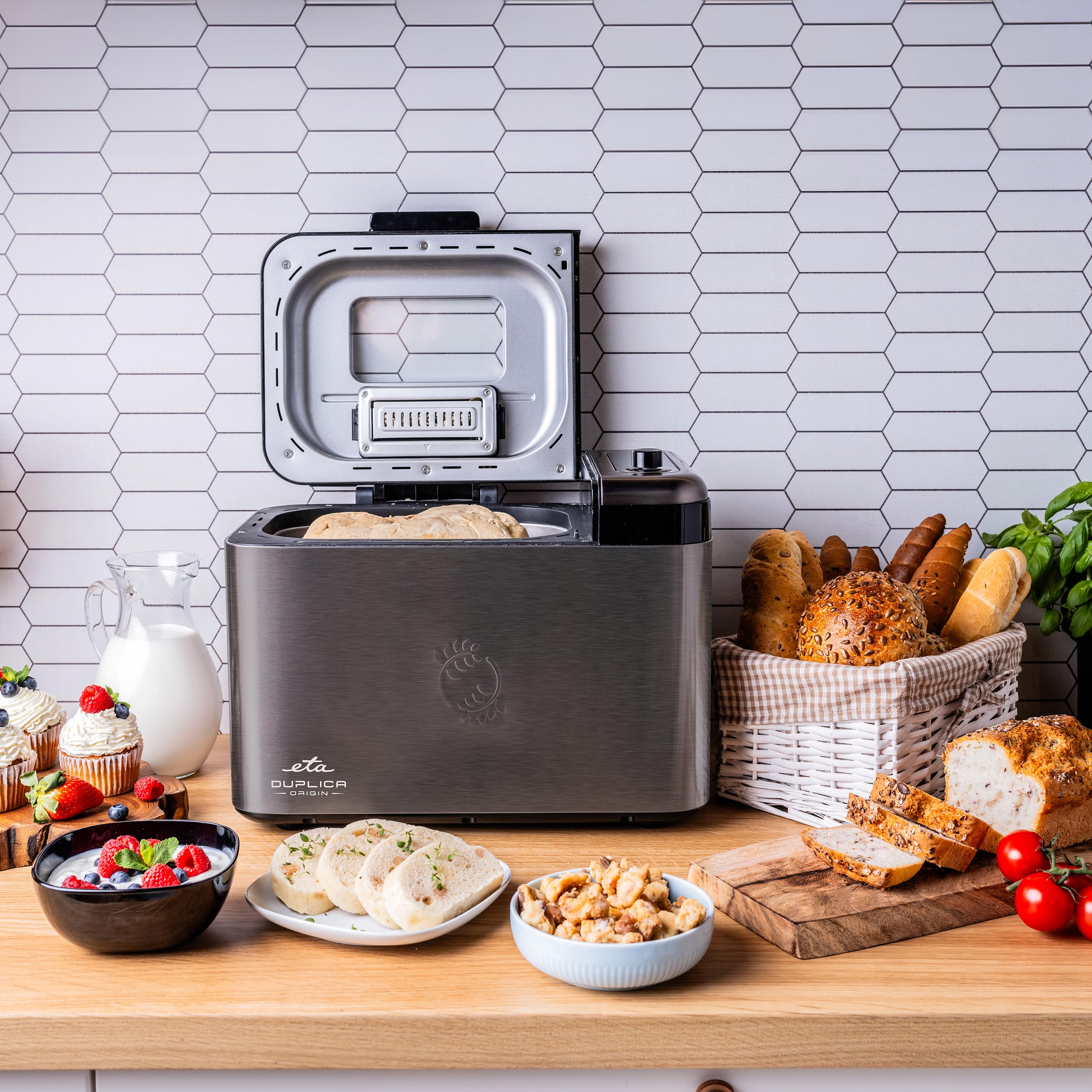 ETA Duplica II Origin - Macchina per il pane I 24 programmi, 3 tipi di pane, senza glutine, timer, nero/acciaio inossidabile