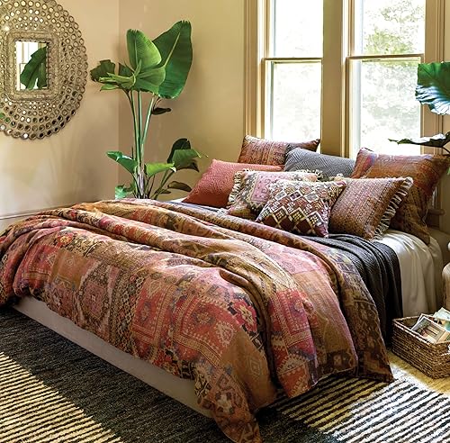 Miniatura 5 de Pine Cone Hill Anatolia - Funda de edredón de lino, pies King, patrón gráfico amarillonaranjamarrón