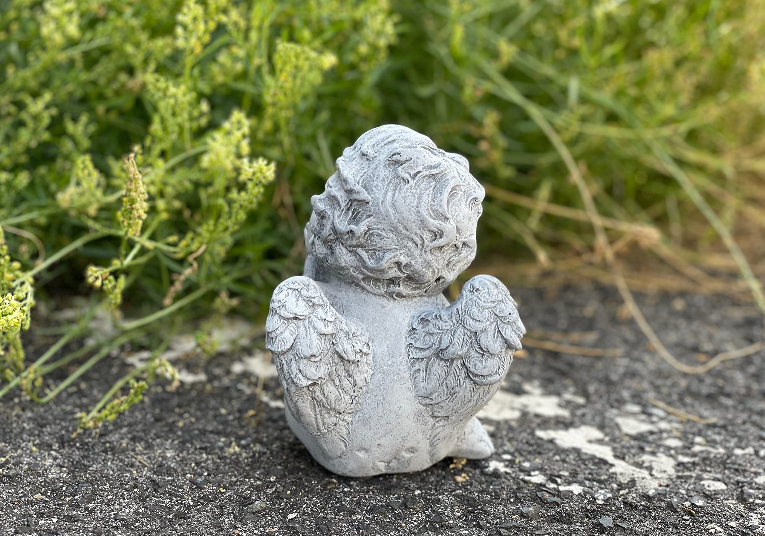 stoneandstyle Statuetta in pietra con angioletto sdraiato, pietra massiccia, resistente al gelo e alle intemperie fino a -30 °C