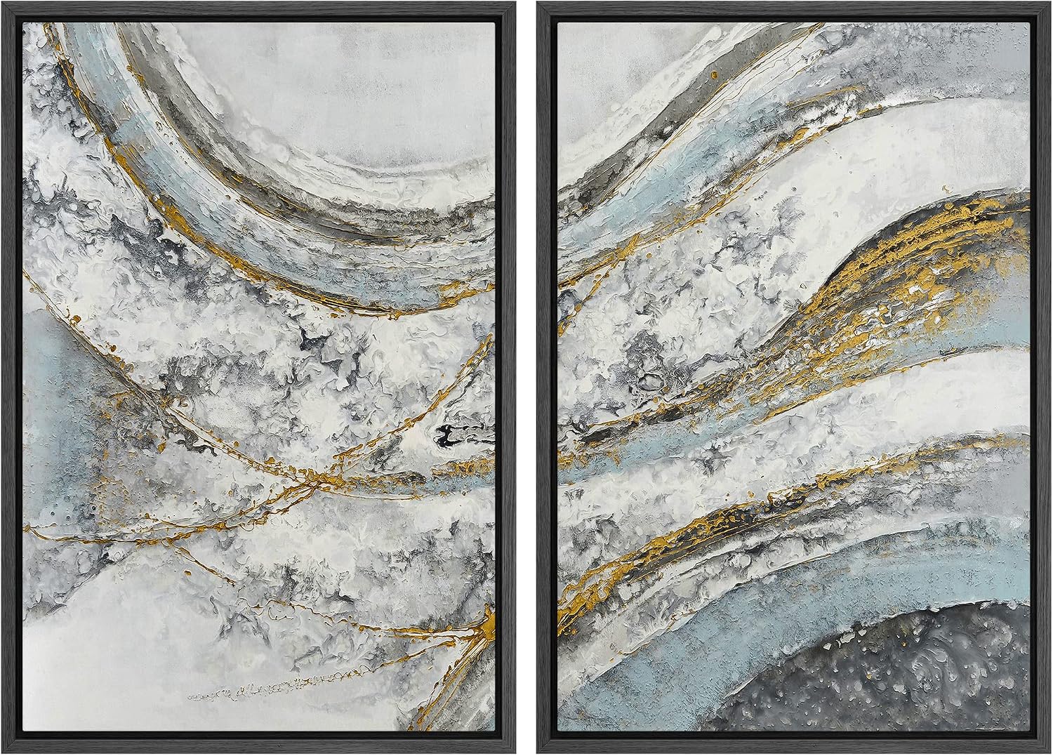 Amazon.com: wall26 Framed Canvas Print Wall Art Set Vibrant Pastel Blue ...