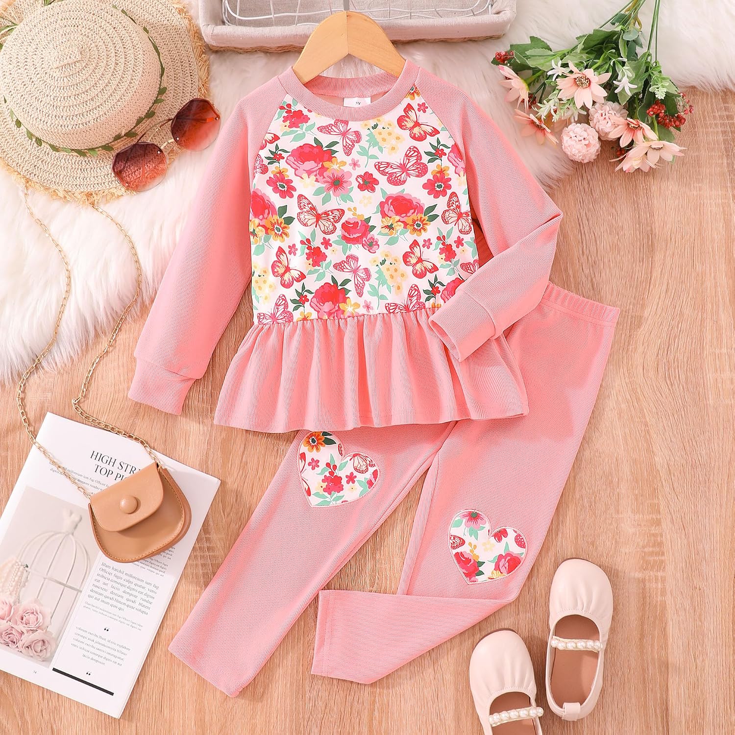 Little Girls Clothes Sets - Cute Sweatshirts Top Shirt & Leggings 2 Piece Kids Fall Winter Outfits Toddler Clothing