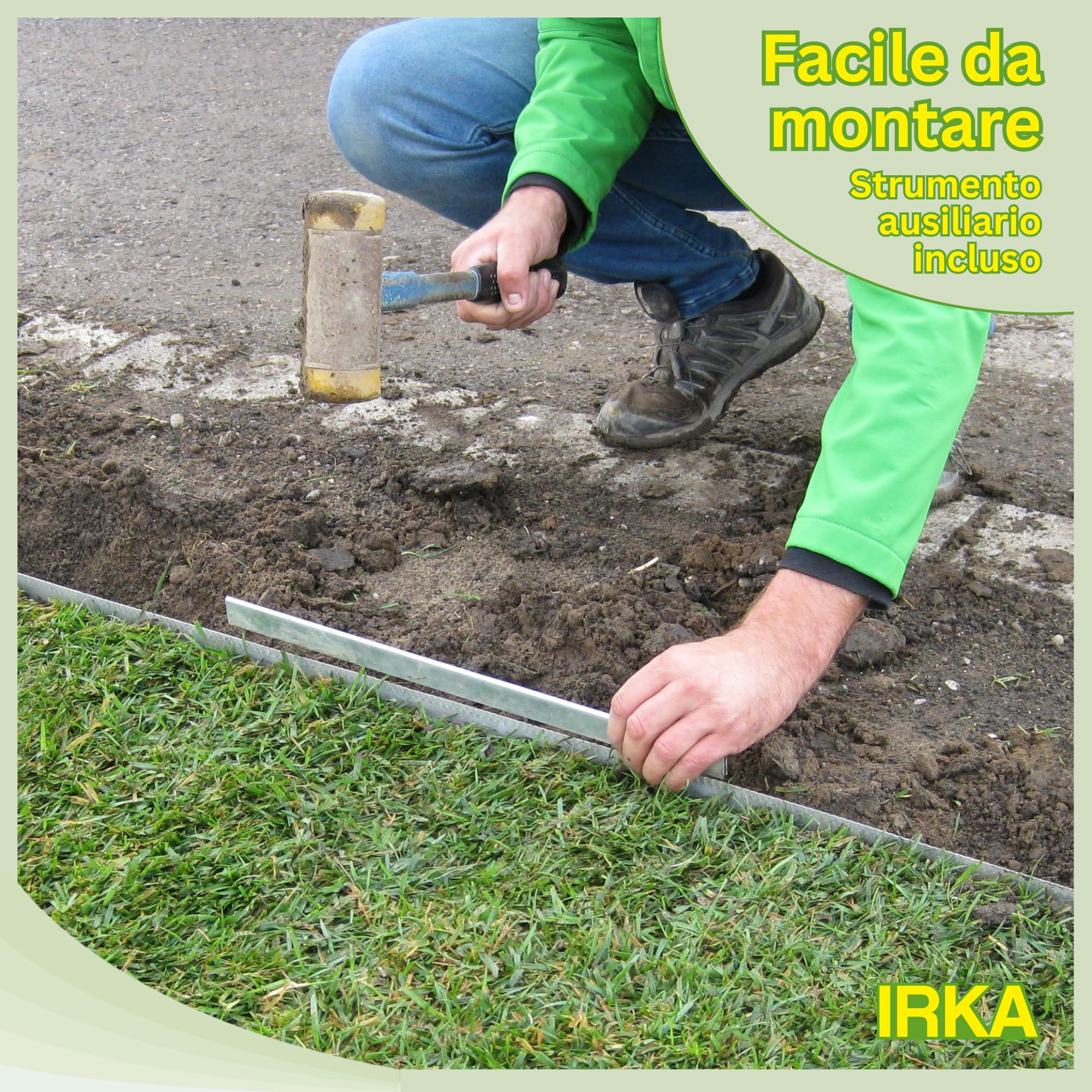 IRKA Nastro di bordatura per prato alluminio-zinco 15 cm x 10 m
