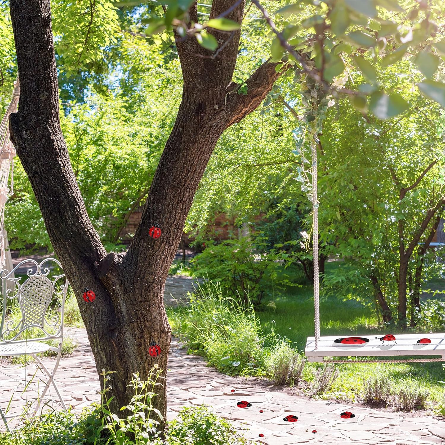 10 Pcs Ladybugs Stones Decor for Outside Metal Ladybugs Art Lawn Ornaments 3 Size Lively Ladybug Holiday Yard Decorations Ladybug Gifts Mom Gifts Lady Bugs Yard Decorations