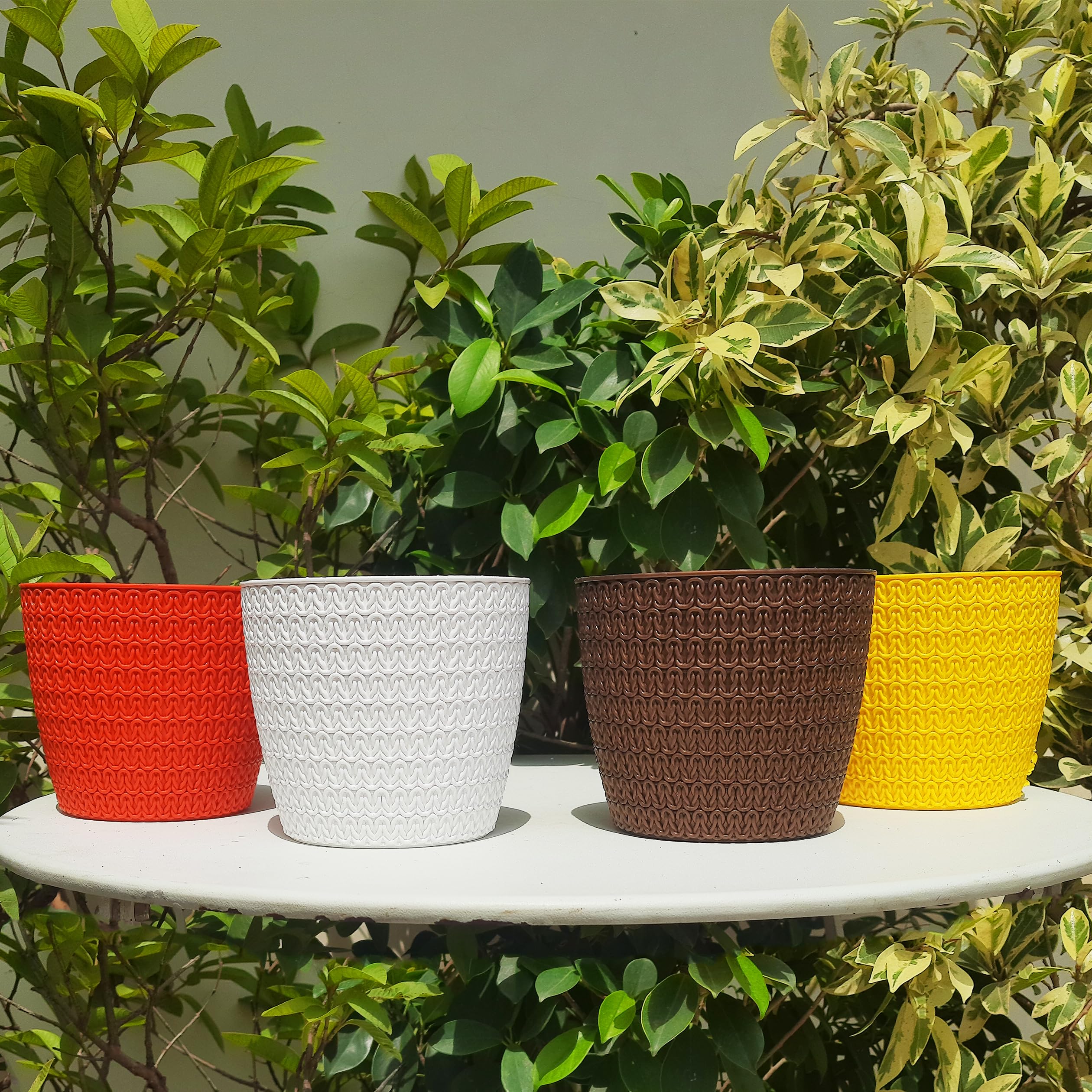 HN Organics Oslo Pots for Home Garden (Multicolor) | Durable Plastic Planters for Balcony and Terrace | Plastic Flower Pots for Indoors and Home Plants (White, Yellow, Orange & Bronze) (B0CFWK22JD) Amazon Price History, Amazon Price Tracker