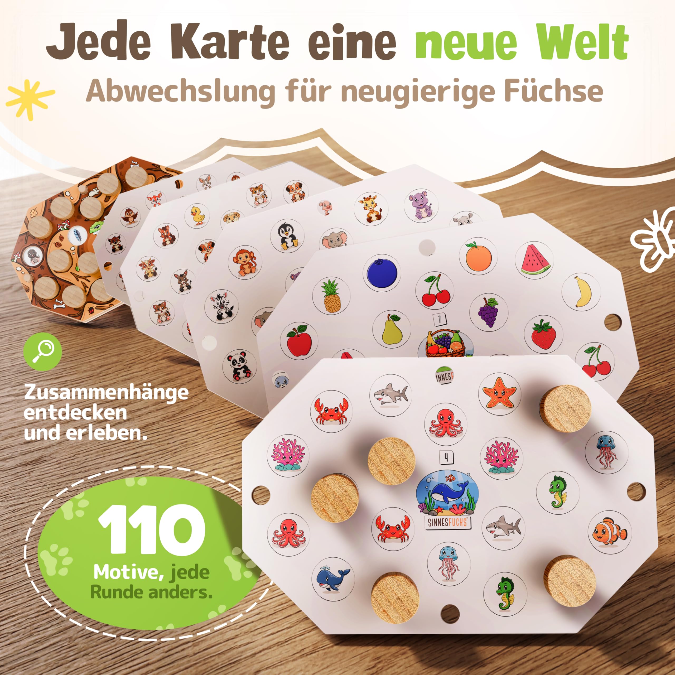 Merklernstation - Memory Spiel ab 3 Jahren - Gedächtnisspiel für Kinder - Montessori Spielzeug pädagogisch wertvoll - FSC® 100% Holz - Lernspielzeug für Mädchen & Jungen - Brettspiel