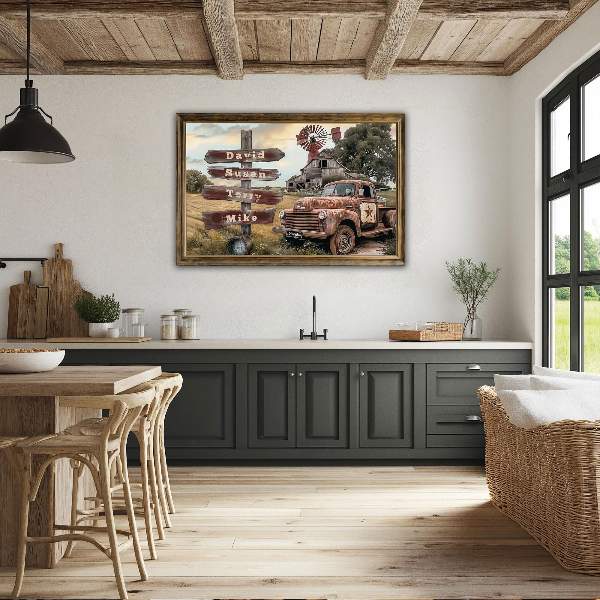 Amazon.com: Farmhouse Truck Canvas Wall Art, Vintage Old Red Truck