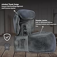 Vista 6 de Ring Pro Leather Lace-Up Cracker Boxing Gloves, for Training, Sparring, and Heavy Bag Work, Boxing, MMA, Kickboxing, Muay Thai, for Men and Women