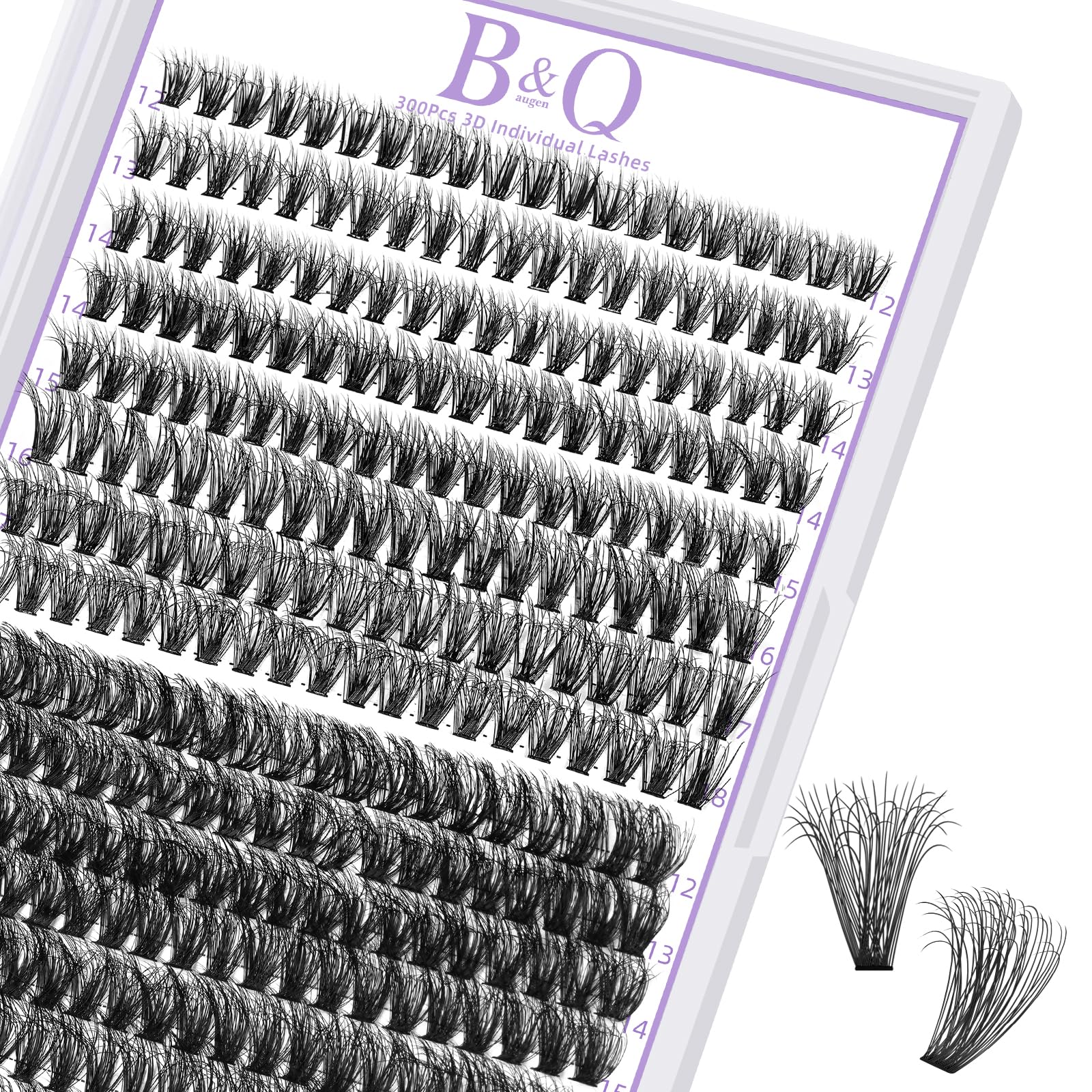 Lash Clusters 3D Individual Lashes 40D+50D-0.07D-12-18MIX 300pcs Eyelash Clusters B&Q Cluster lashes 20D 30D 40D Eyelash Extension Fluffy Cluster Eyelash Extensions (RRDH-Q40D+Q50D-12-18MIX)