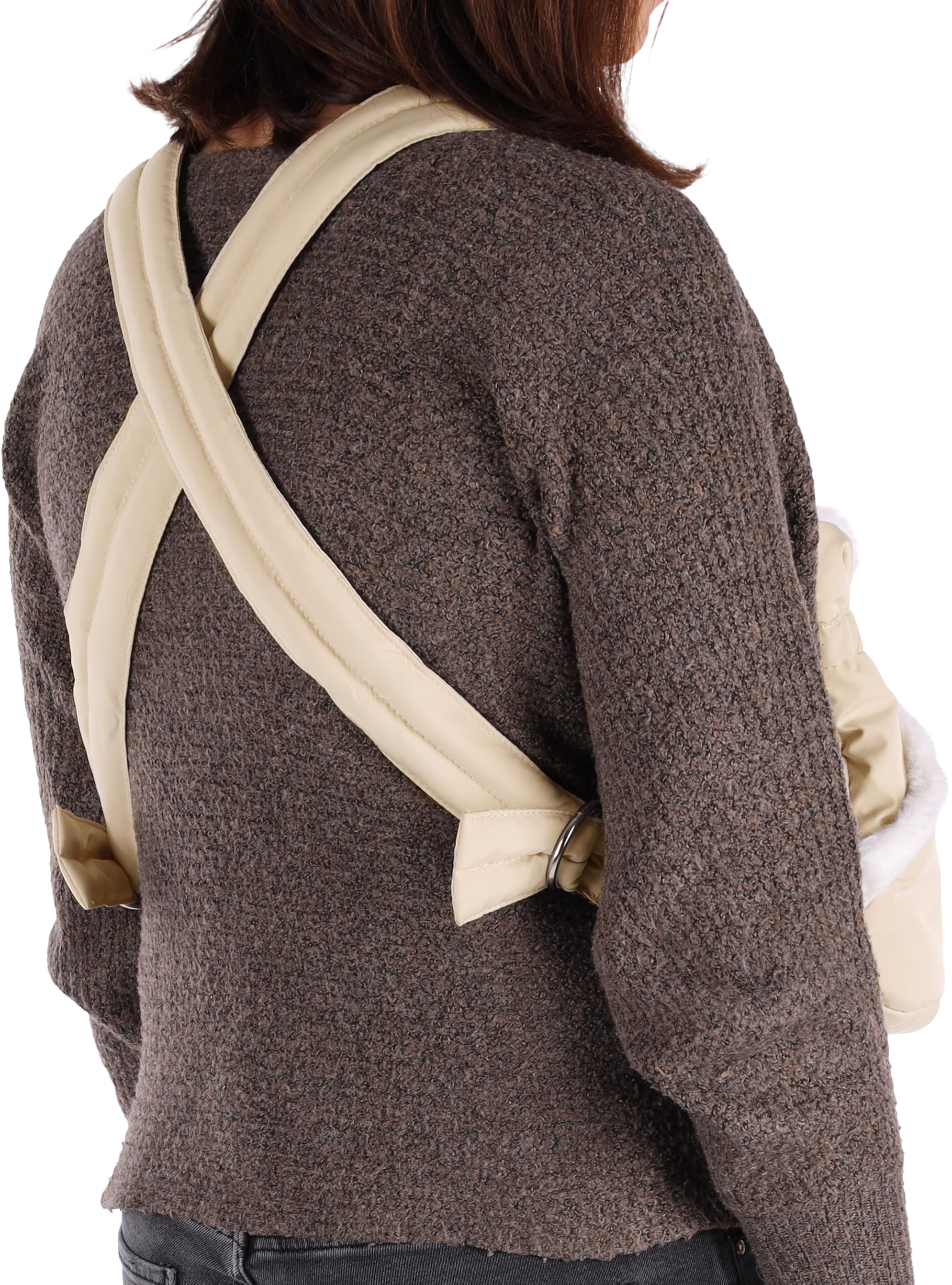 Sac de Transport Chat – Chien – Flamingo Cuddi Beige – 32×22×25 cm – Polyester + Peluche – Lavable – Sangle sécurité – Poches Mains-Chaudes – Sangles réglables