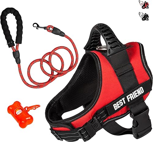 Miniatura 1 de Alymaz Juego de arnés y correa para perro sin tirones, chaleco resistente para caminar y entrenar con malla transpirable y diseño reflectante,