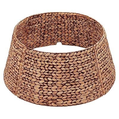 CENBOSS Rattan Christmas Tree Collar, Wicker Tree Skirt & Stand Base Cover (Brown Wash, 24 inch)