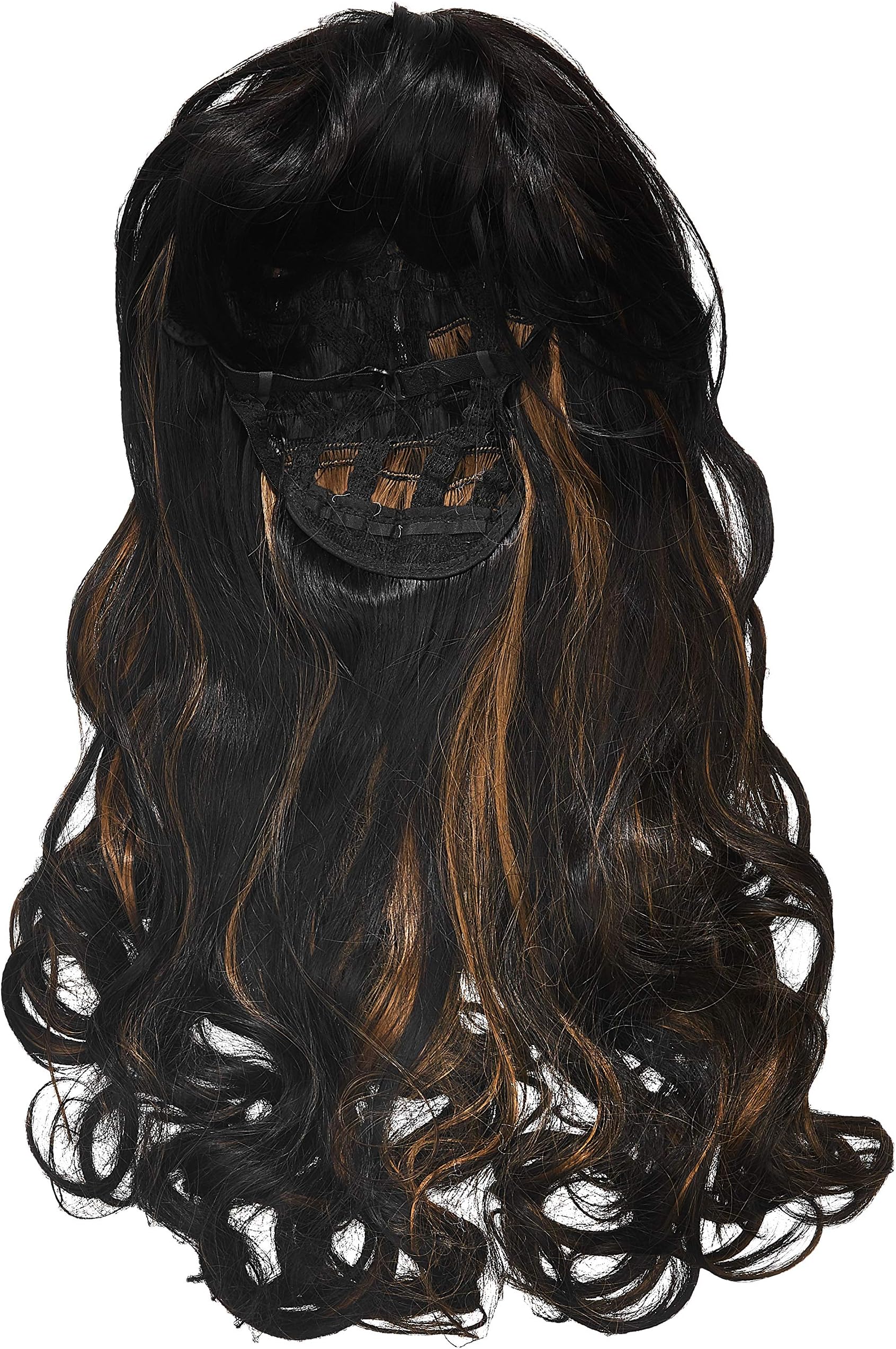 Artifice 24inch Stylish Curly Wig with Front Flair Hair Extension Wig Cap Brown With Blonde