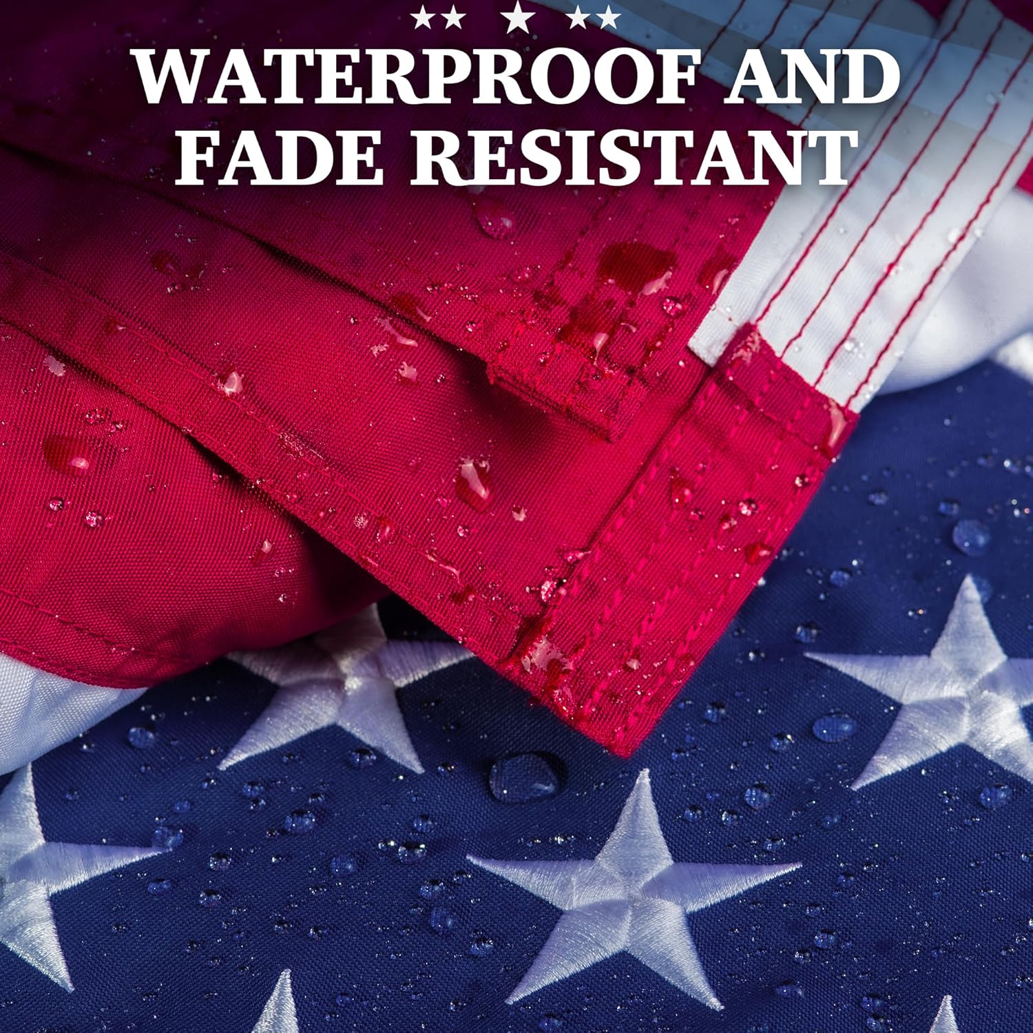 American Flag for Outside Heavy Duty, Deluxe Spun Polyster, TearProof Series, All Weather High Wind USA US Flag with Embroidered Stars, Sewn Stripes, Brass Grommets, Waterproof (3x5 FT) - Image 3