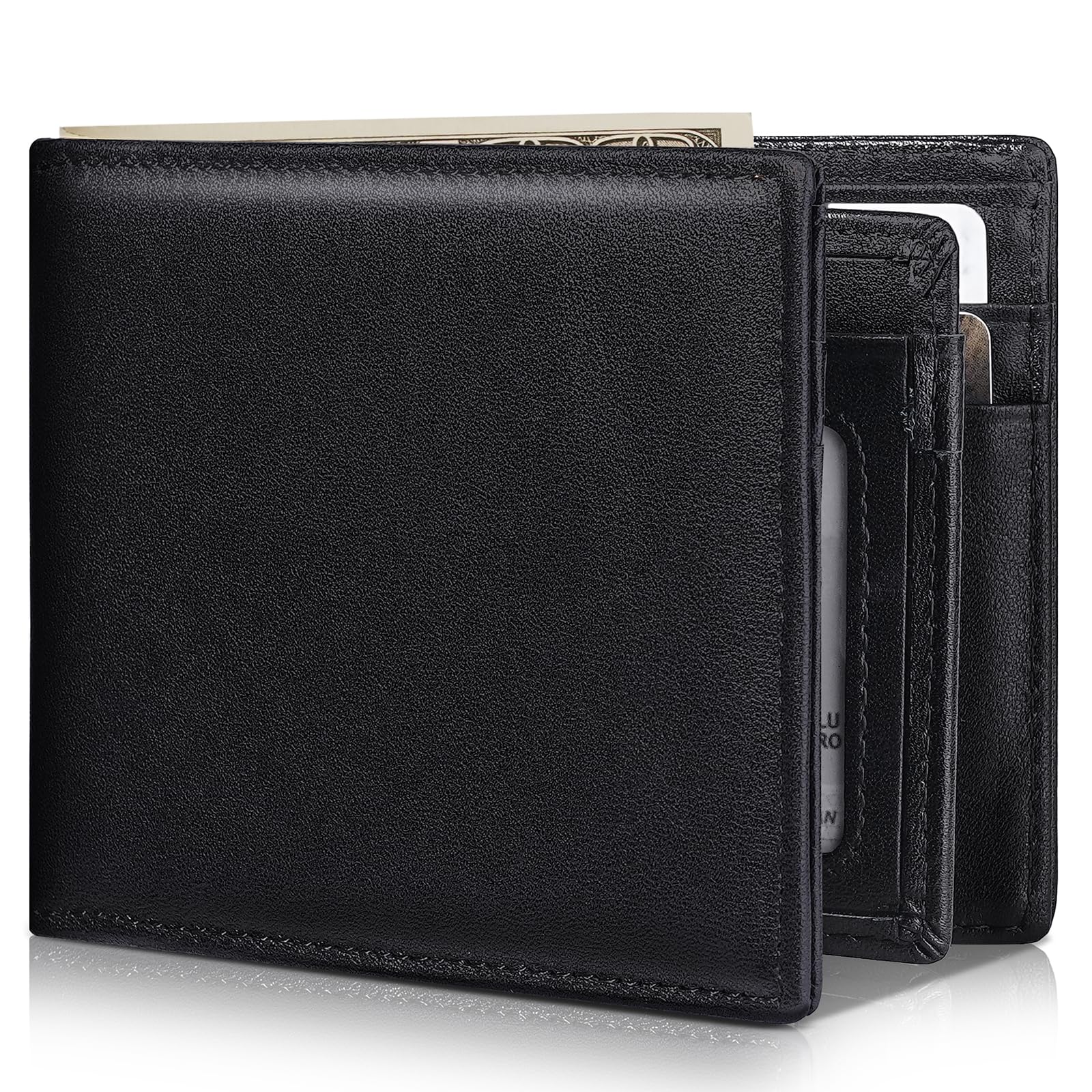 Artpaxy Mens Wallet Bifold Genuine Leather RFID Blocking Wallet for Men with 1 ID Windows 13 Card Holders 2 cash pockets 1 Gift Box