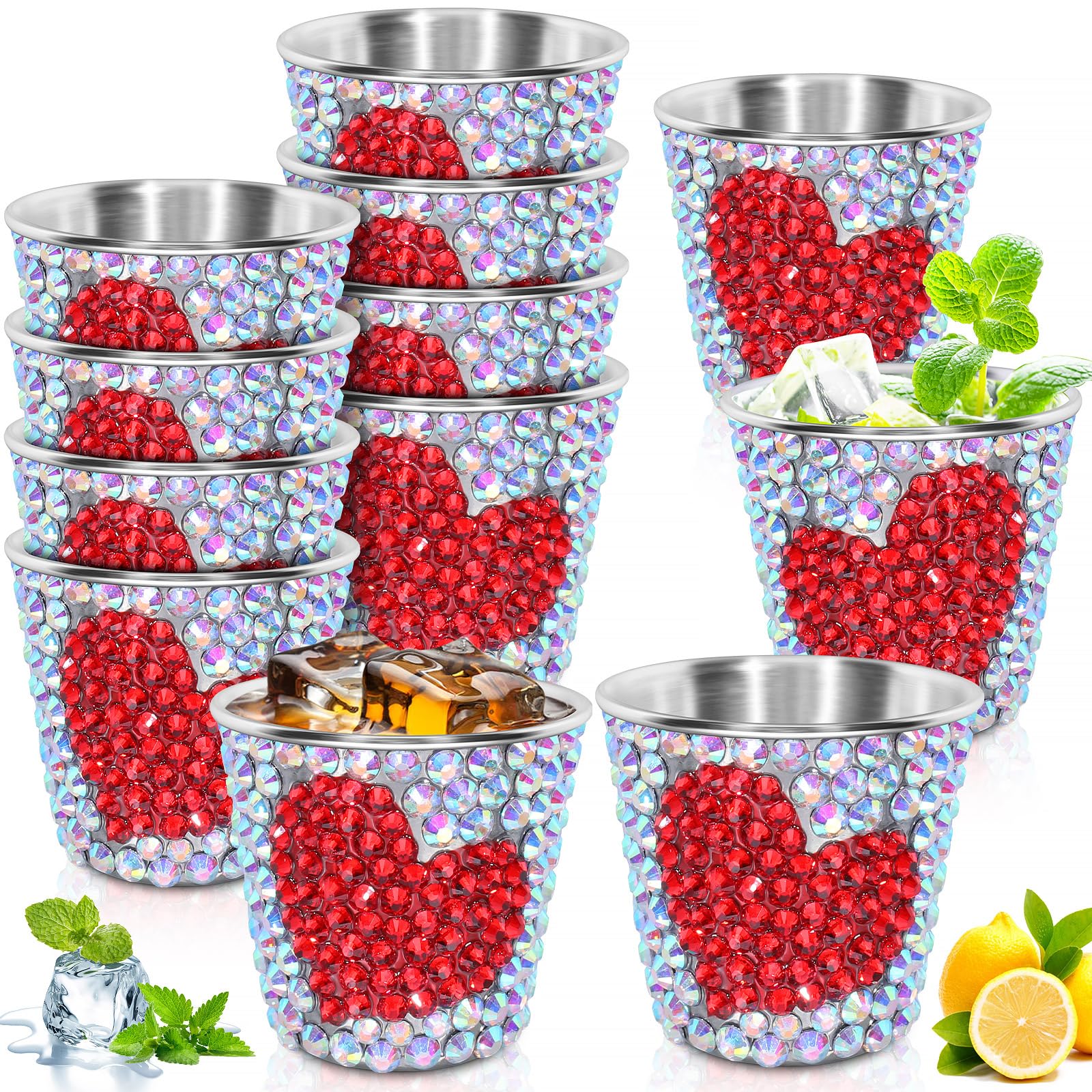 Petites tasses à paillettes pour whisky et bar de fête à la maison Tioncy
