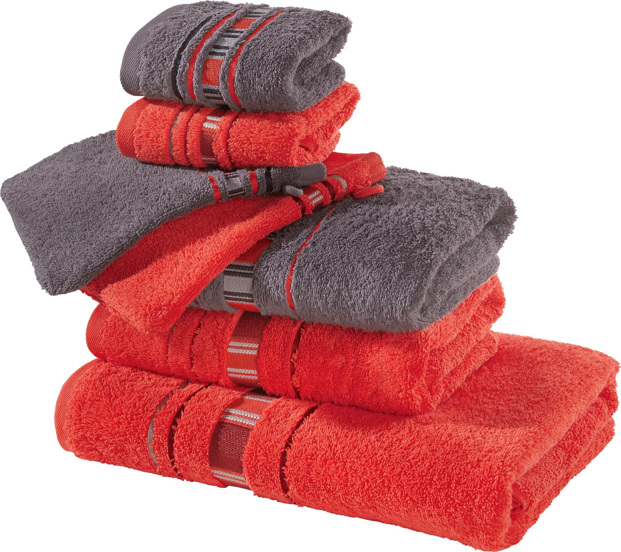 Erwin Müller 7-pc Set di Asciugamani Red/Grey