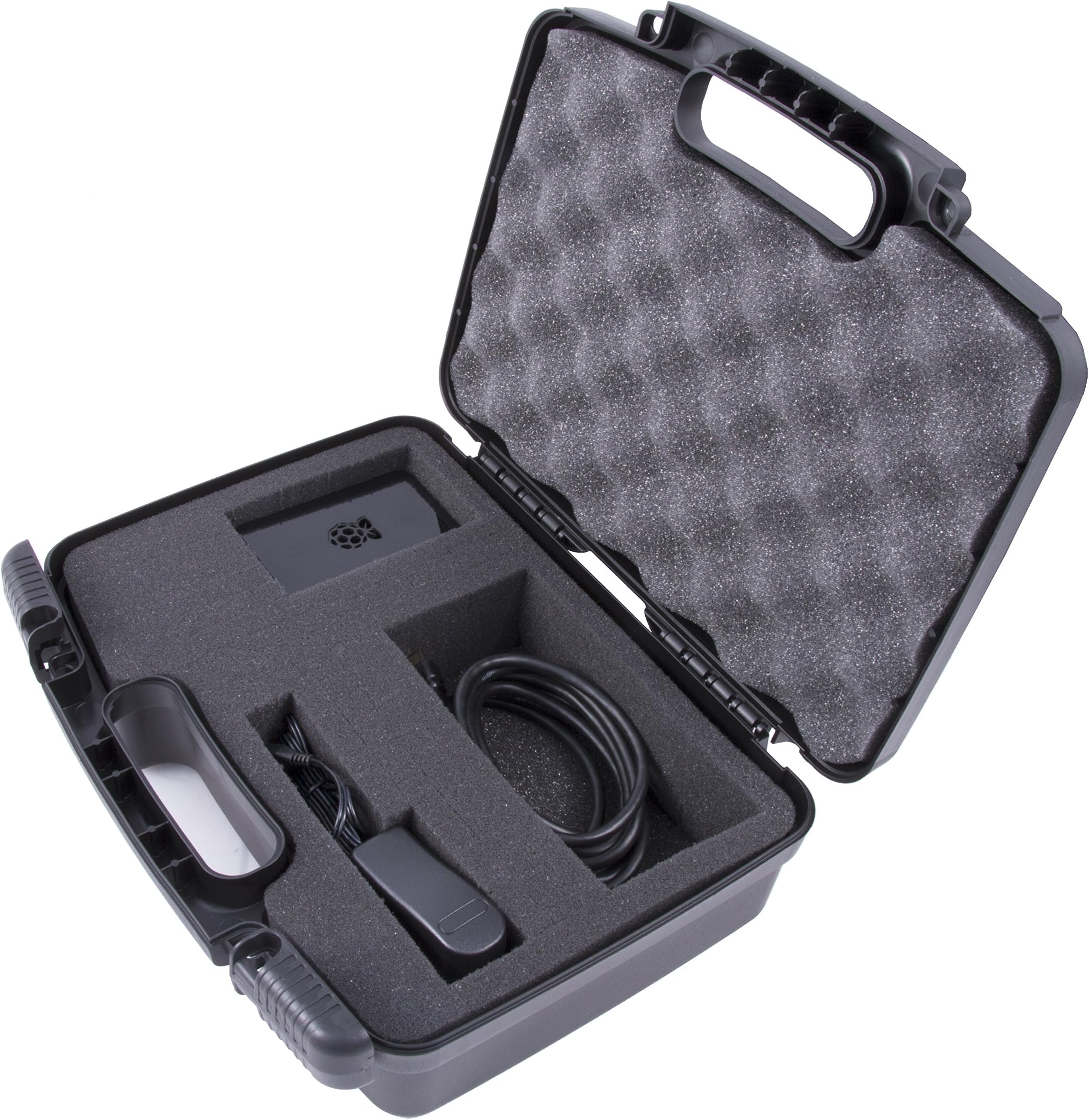 Casematix Tough Mini Desktop Travel Case Compatible with Barebone Computer Boards and Accessories Raspberry Pi 2 B Plus , Arduino Uno , Banana Pi or Zotac with Chargers , Adapters and More