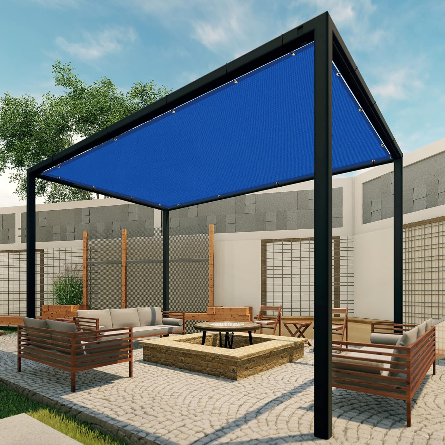 Patio Paradise 3' x 9' Sun Shade Cloth with Grommets, Rectangle Shade Sail Straight Edge, 240GSM Heavy Duty Pergola Cover Replacement Canopy for Outdoor Backyard Garden, Customize, Blue