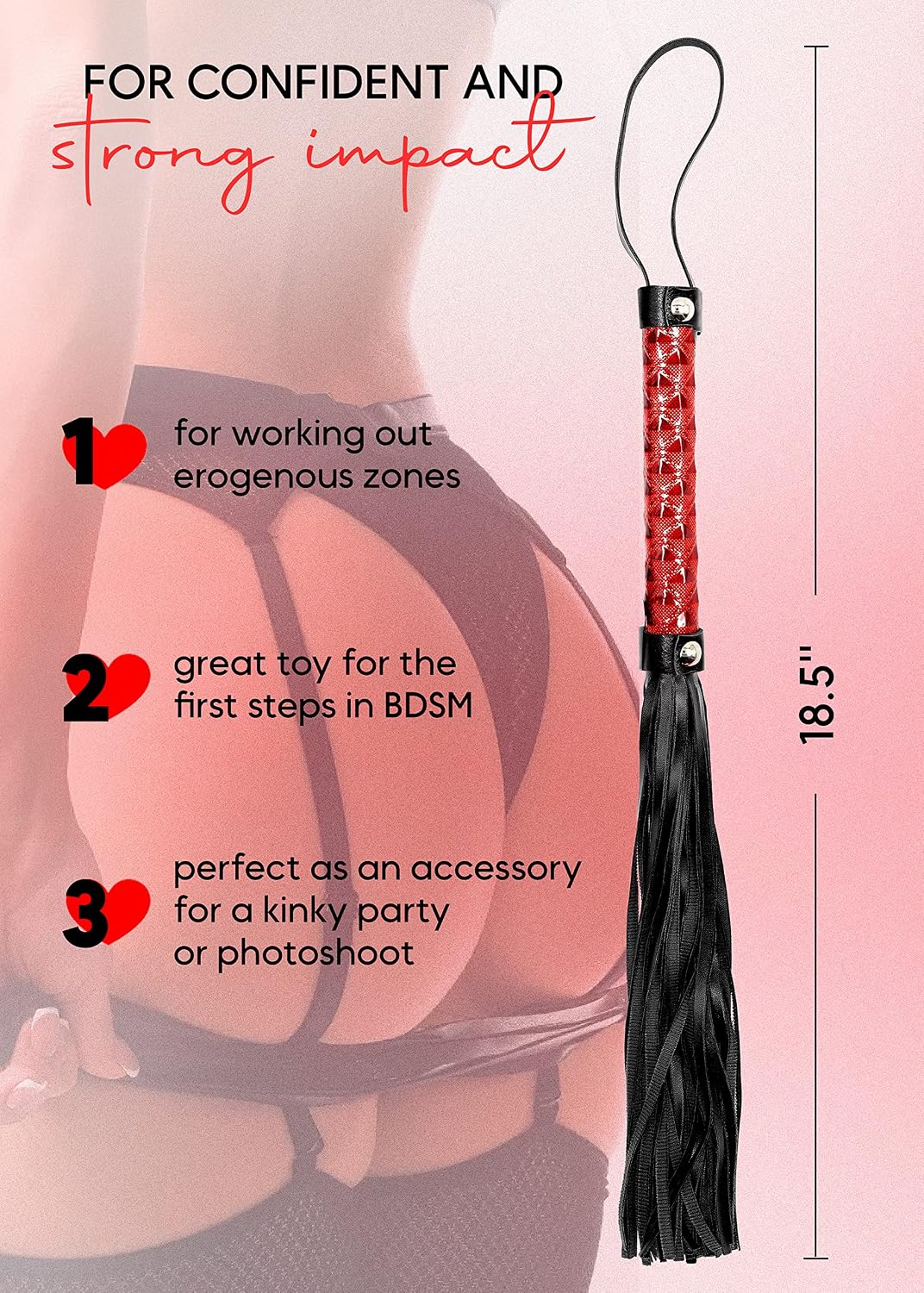Adult Whip Paddle - Horse Whip Faux Leather - Black Faux Paddle Role Play Set