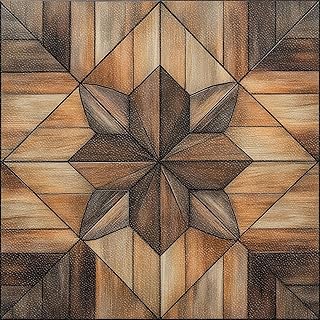 10PCS 12x12 Inch Wood Look Star Pattern Peel and Stick Floor Tiles Removable Self Adhesive DIY Vinyl Flooring Stickers for Kitchen Bathroom Entryway Home Decor