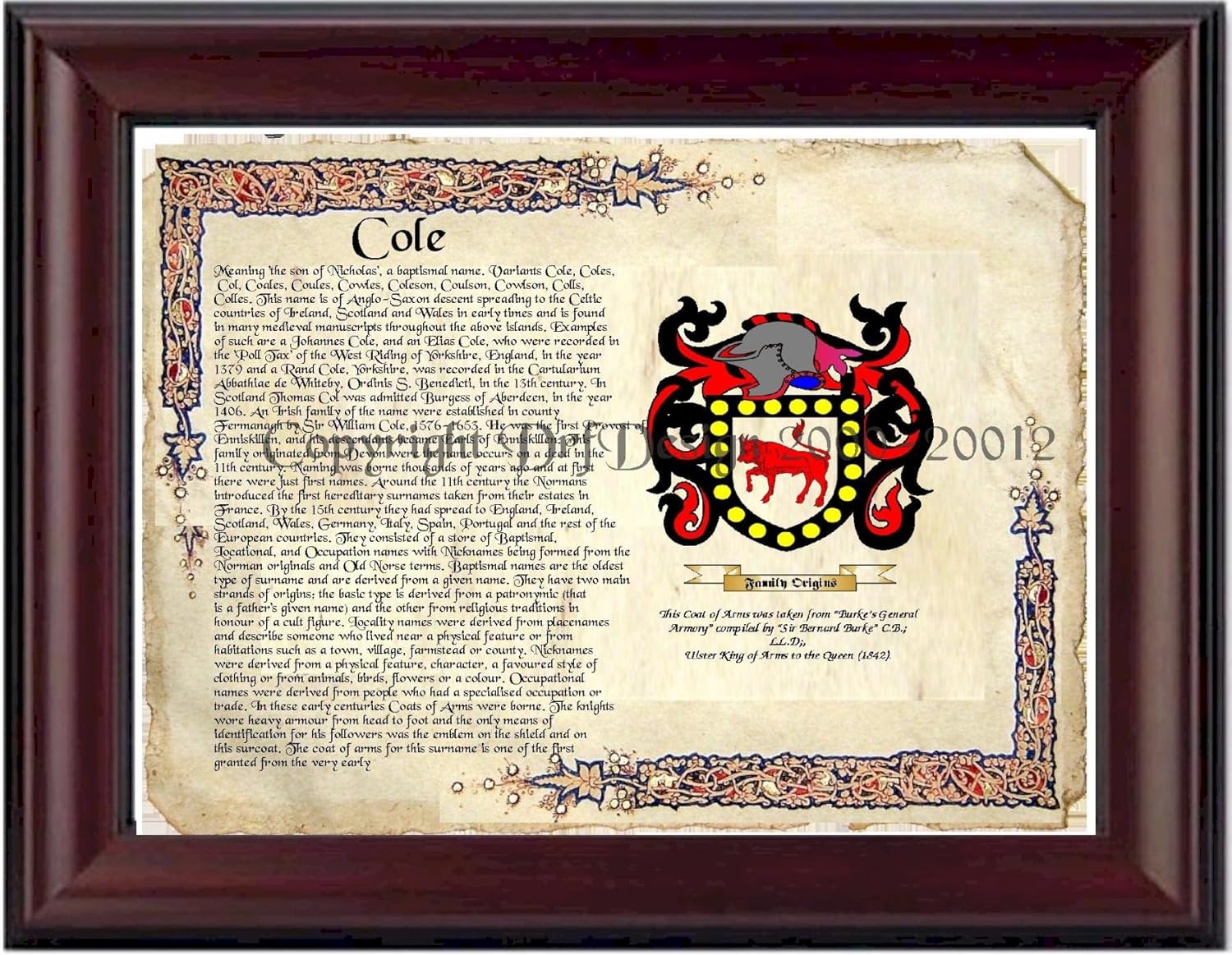 Amazon.com: Cole Coat of Arms/ Family Crest on Fine Paper and Family