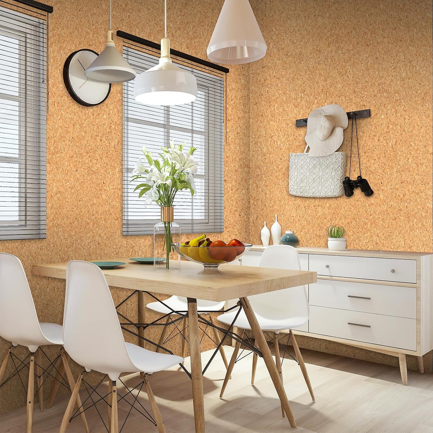 Peel and Stick Wood Wallpaper, Self-Adhesive Contact Paper, Made of 100% Real Cork, 16.5"x118.1" (BaseCork)