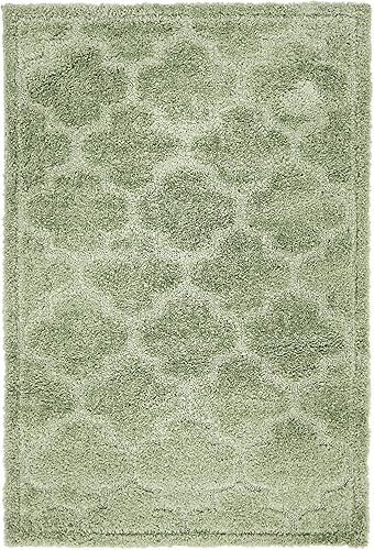 Vista 102 de Unique Loom Trellis Shag Collection Plush Geometric Modern Moroccan Lattice Green Runner Rug (2' 0 x 6' 7)