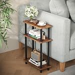 Apicizon Petite Table d'Appoint Étroite, Table de Nuit 3 Niveaux pour Petits Espaces, Table de Nuit Slim avec Étagère de Rangement, Table de Chevet pour Salon, Chambre, Naturel