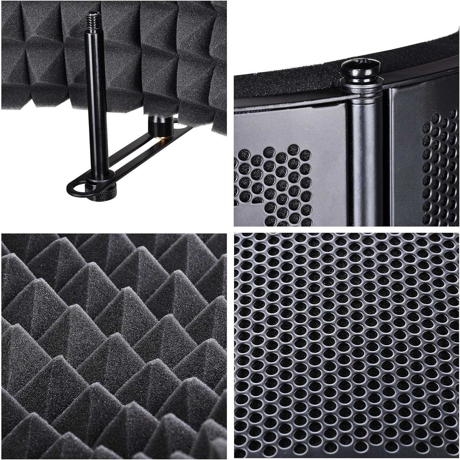 AW Studio 20x14" Microphone Isolation Shield Acoustic Foam Panel Sound Absorbing Vocal Recording Panel Stand Mount