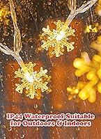 Vista 3 de 2 Pack Ourdoor Snowflakes Lights, 50 LED 26 Ft Snowflakes Holiday Lights with Battery Operated, 8 Lighting Modes, Waterproof Shatterproof Snowflake