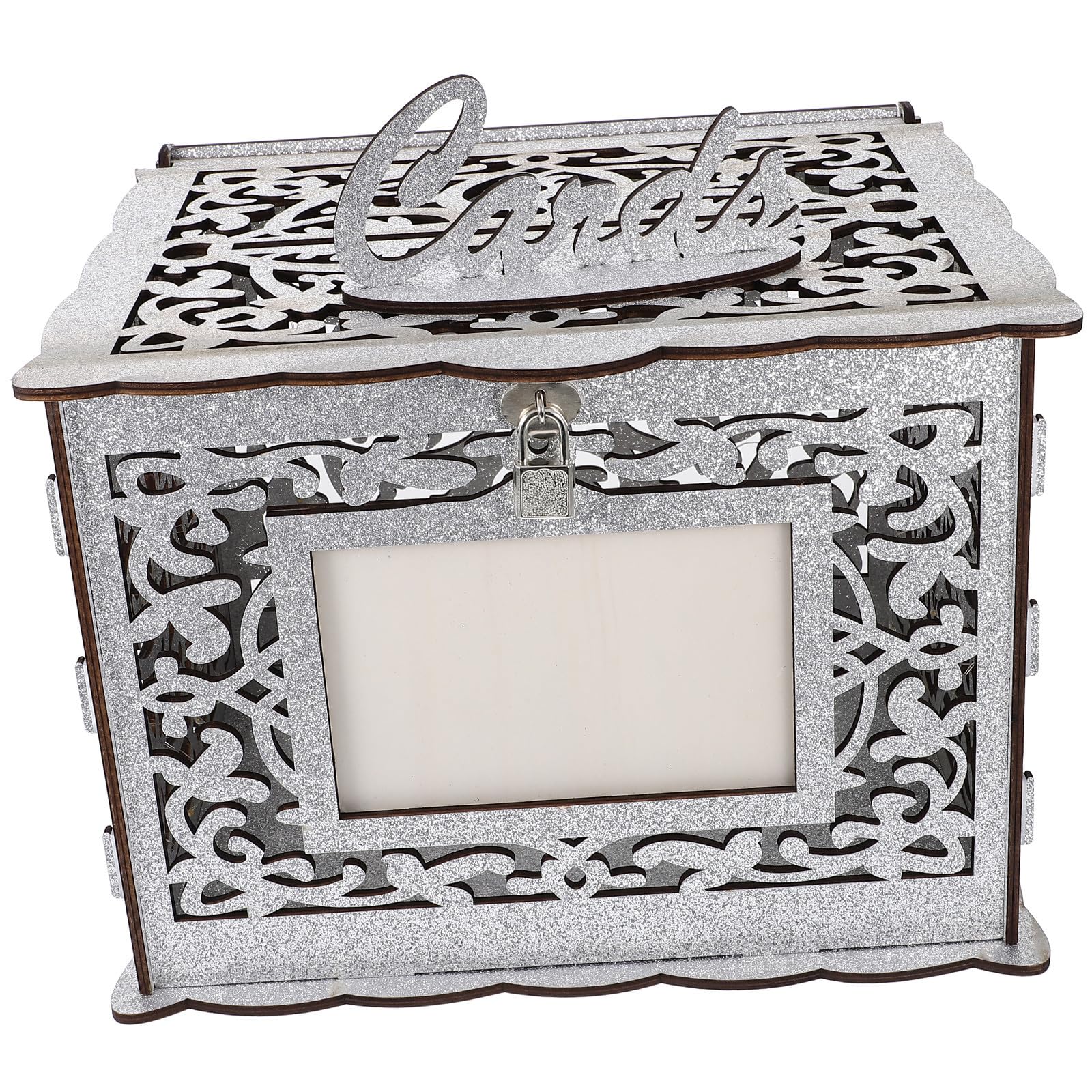 Caja de madera para tarjetas de boda rústica y recuerdos con ranura