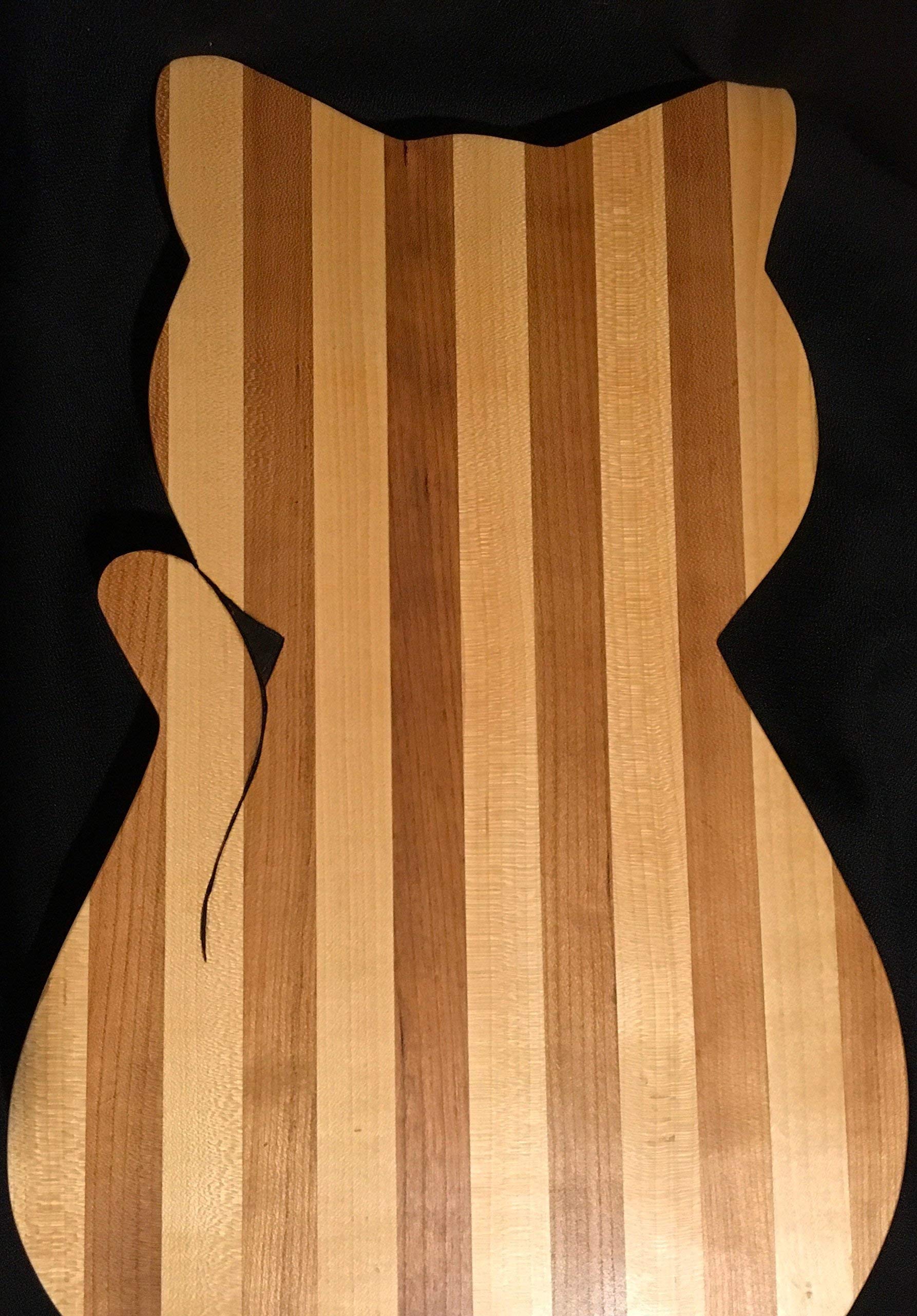 Wood Cutting Board - Cat Shaped - Maple and Cherry Hardwood
