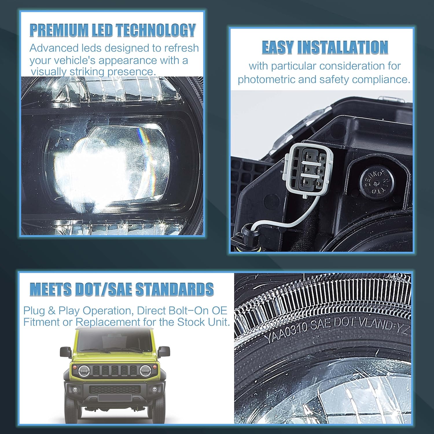 VLAND Headlight Assembly Fit for 2019-2023 Suzuki Jimny, Projector