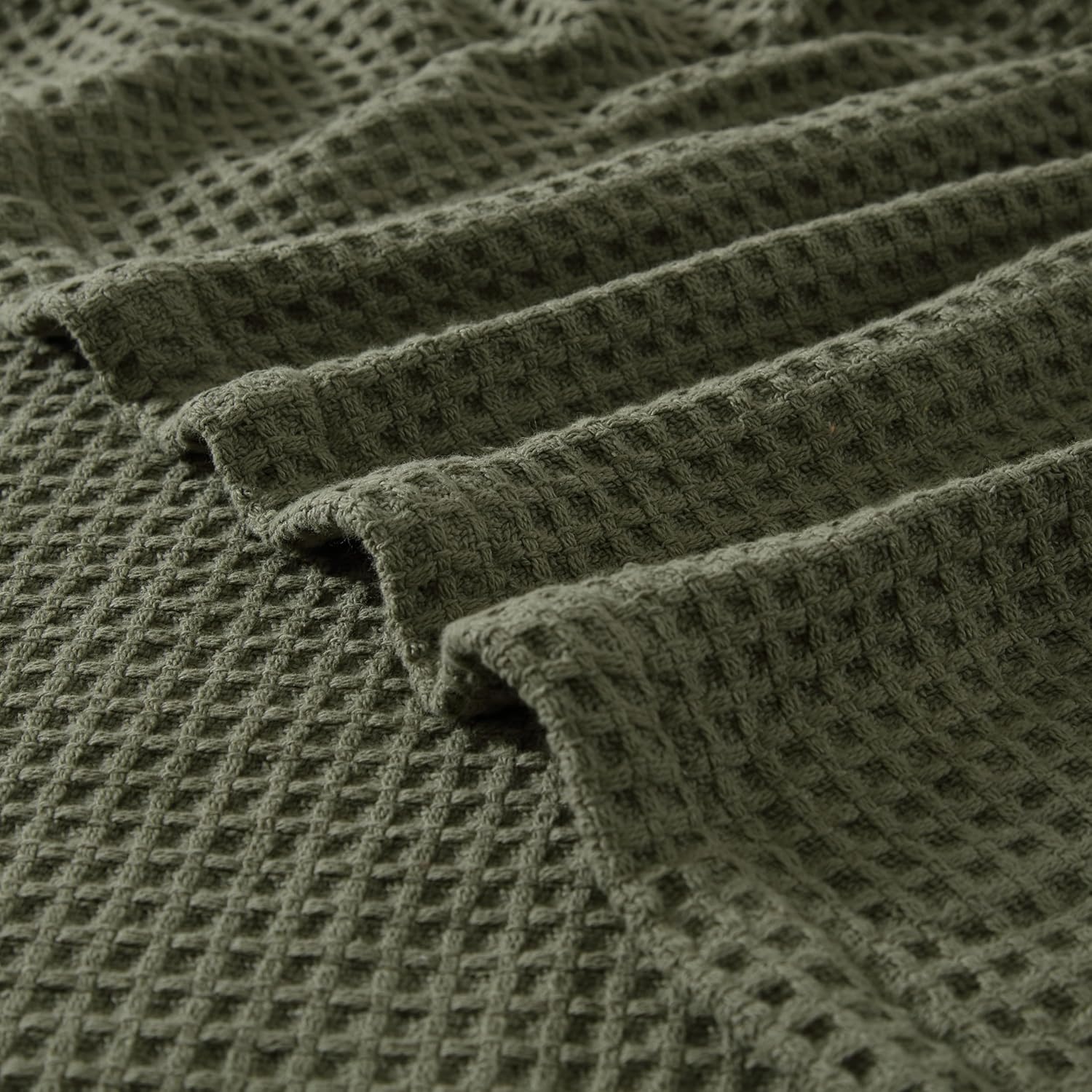 Eddie Bauer - King Size Blanket, 100% Soft Cotton Bedding with Waffle Weave Texture, 400 GSM, Throw Blanket for Couch or Bed (Green) - Image 5