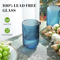 Set de 4 pahare vintage colorate Joeyan, 410 ml, cu model striat în relief, pentru apă, suc, bere, vin, cocktailuri și ceai, compatibile cu mașina de spălat vase 6
