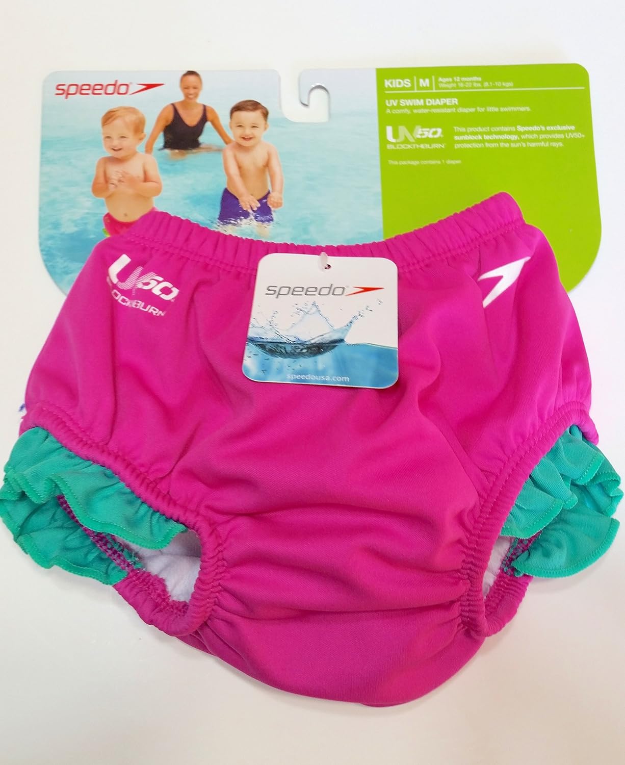 Speedo UV 50+ Swim Diaper, Comfy and Water Resistant for Little Swimmers Size M Ages 12 Months Weight 18-22 lbs (8.1 - 10 kgs)