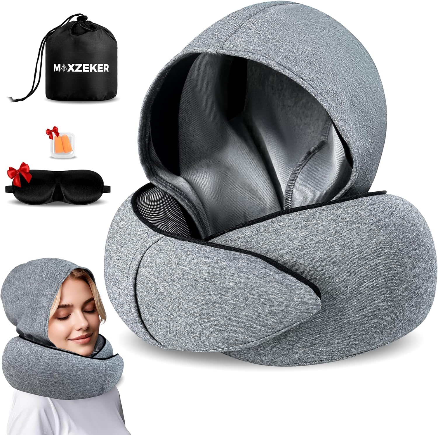 Airplane Pillow For Long Flight – Memory Foam Travel Pillow. Washable, Comfortable Breathable Cover. Carry Bag.Travel Neck Pillows For Airplanes, Best For Fong Flights, Home Use And Car Rides
