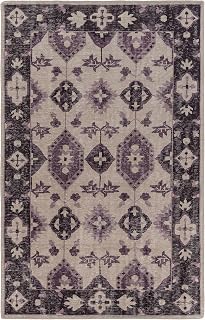 BoutiqueRugs Monon Traditional Area Rug - Medium Gray, Dark Plum, Lavender - 5'6" x 8'6"