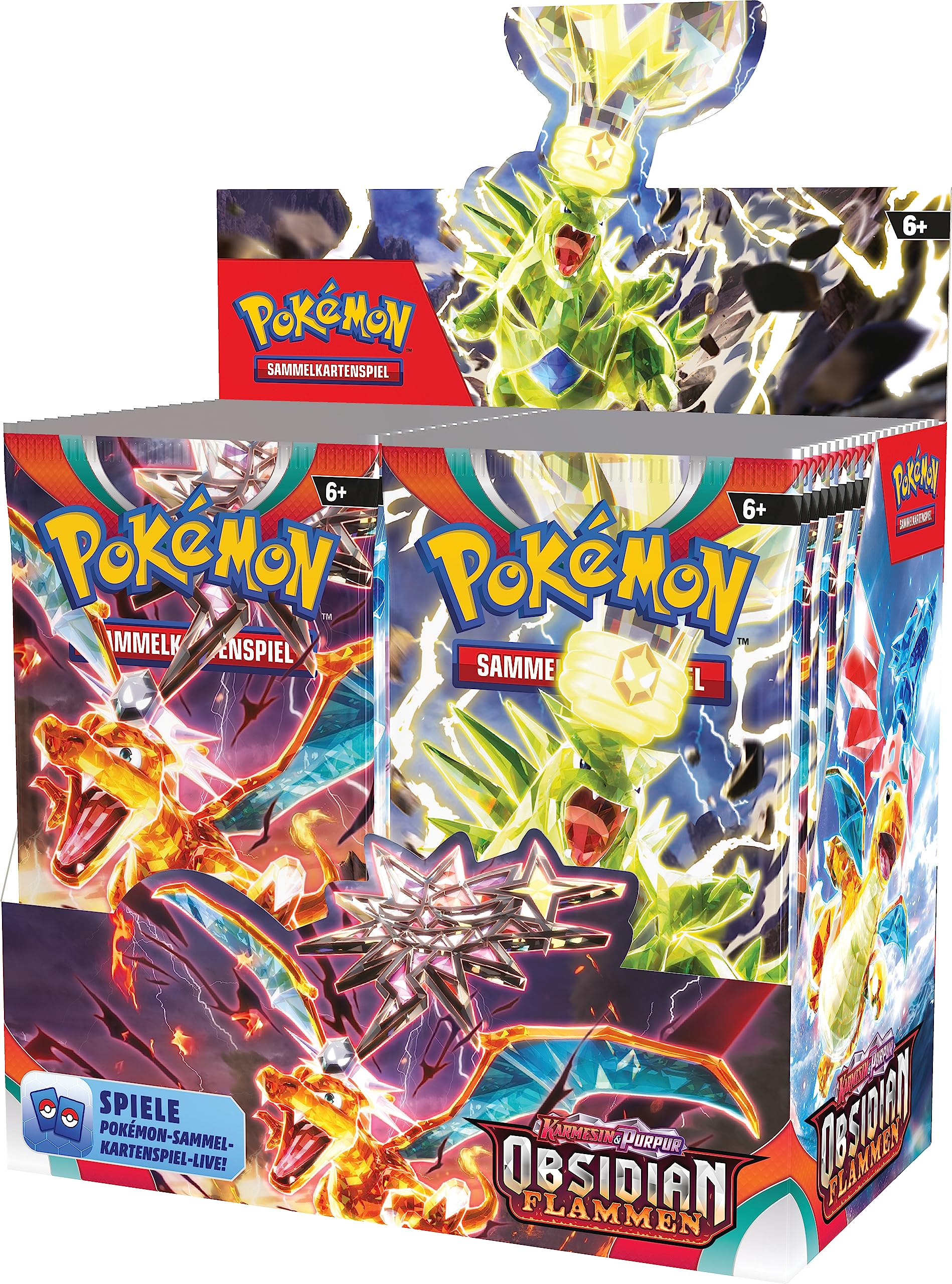 Pokémon-Sammelkartenspiel: Boosterpack-Display-Box Karmesin & Purpur – Obsidianflammen (36 Boosterpacks)