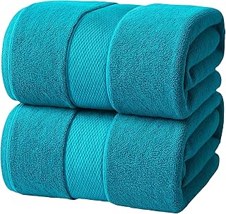 Teal Jumbo Bath Sheets - Pack of 2, 90cm x 180cm Large Bath Sheet Towel - 100% Ring Spun Cotton - Large Towels for Bathroom, Hotel & Spa Quality Towels