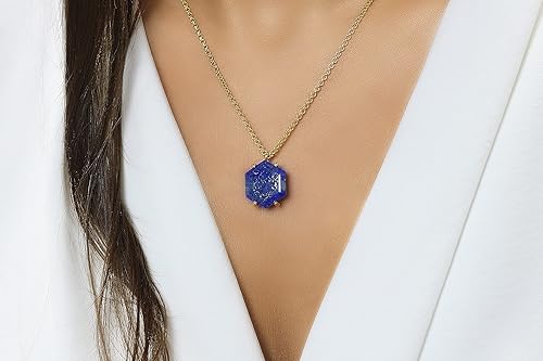 Miniatura 5 de Alluring Blue Lapis Lazuli Necklace - Hexagon Cut Pendant Necklace for Women - Handmade Fashion Necklaces, Gemstone Necklace - Birthstone Jewelry