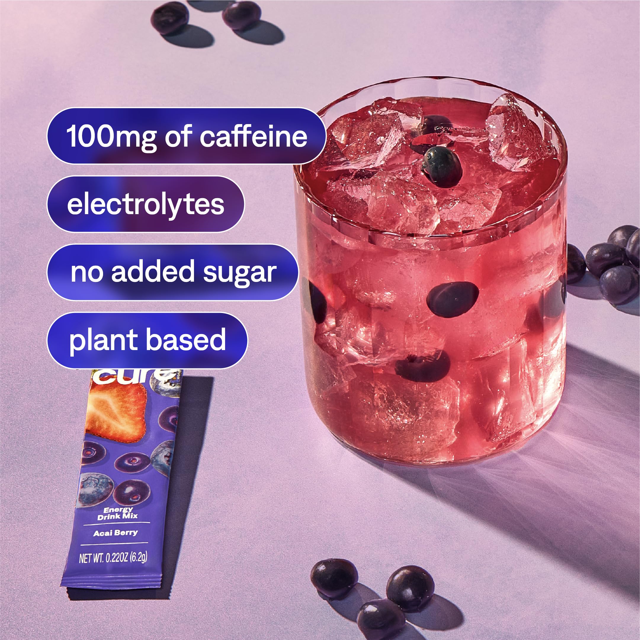 Cure Hydration - Energy Electrolyte Drink Powder Acai Berry 14 Packets — Amazon image 3