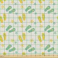 Vista 272 de Ambesonne Tela Geométrica por Yarda, Diseño Monocromo Patrón Abstracto de Líneas Continuas sobre Fondo Liso, Tela de Punto Elástico para Ropa